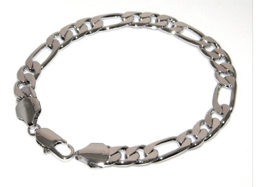 NSA|Bracciale o cavigliera Figaro 3 + 1 bronzo rodiato 18KGF 20 cm uomo donna