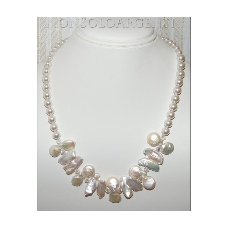 NSA|Collana da donna realizzata a mano con Argento 925 perle Naturali 