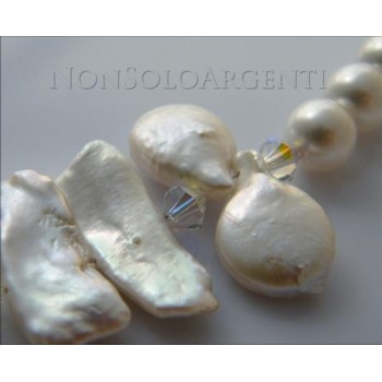 NSA|Collana da donna realizzata a mano con Argento 925 perle Naturali 