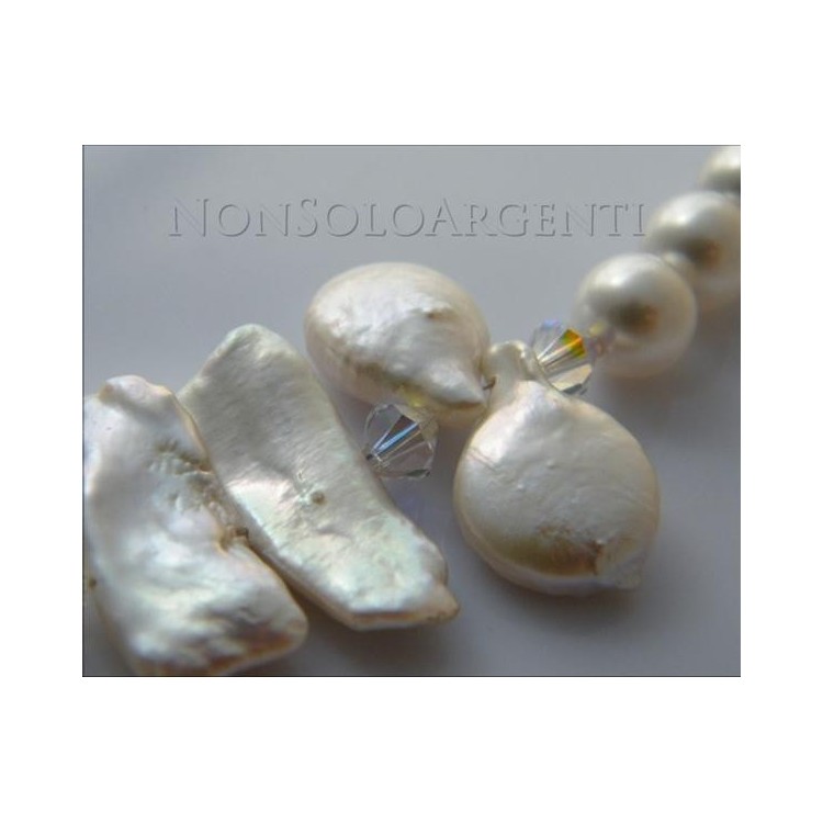 NSA|Collana da donna realizzata a mano con Argento 925 perle Naturali 
