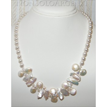 NSA|Necklace Silver 925 Natural pearls, crystals and Swarovski pearls