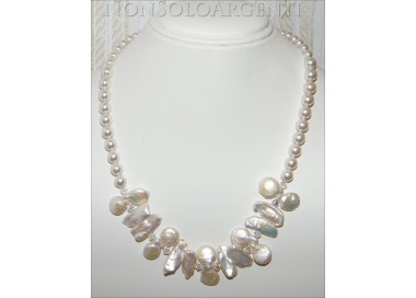 NSA|Necklace Silver 925 Natural pearls, crystals and Swarovski pearls