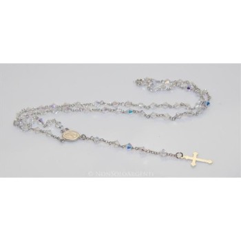 NSA|Collana Rosario girocollo Argento 925 Con Swarovski Bicono Bianco da 0.4 realizzata a mano