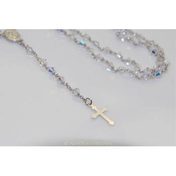 NSA|Collana Rosario girocollo Argento 925 Con Swarovski Bicono Bianco da 0.4 realizzata a mano