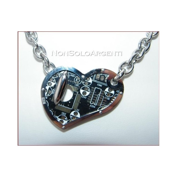 NSA|Collana Uomo Donna FIBO Stainless Steel Acciaio Chirurgico 316L Cuore NERO