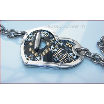 NSA|Collana Uomo Donna FIBO Stainless Steel Acciaio Chirurgico 316L Cuore NERO