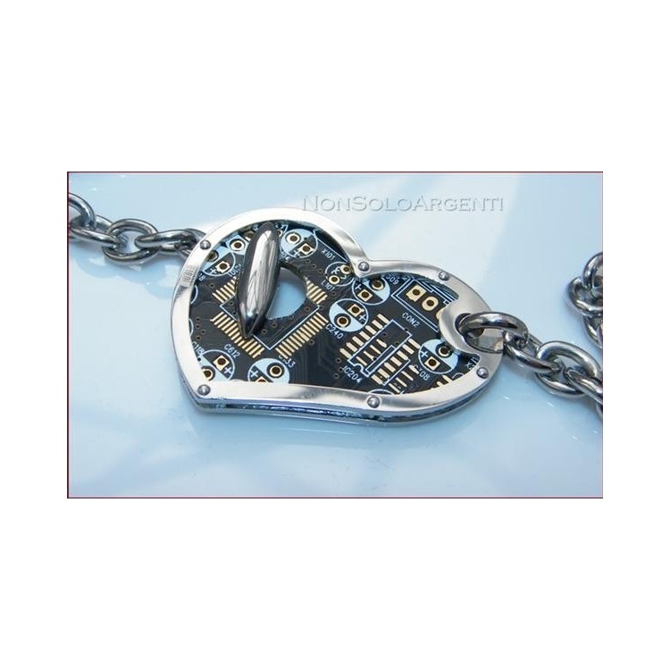 NSA|Collana Uomo Donna FIBO Stainless Steel Acciaio Chirurgico 316L Cuore NERO