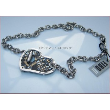NSA|Collana Uomo Donna FIBO Stainless Steel Acciaio Chirurgico 316L Cuore NERO