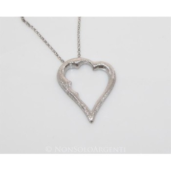 NSA|925 silver necklace with large satin heart pendant collier