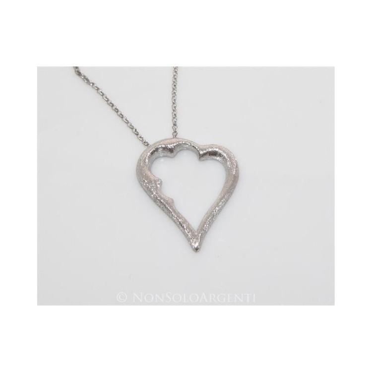 NSA|925 silver necklace with large satin heart pendant collier