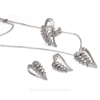 NSA|Argento 925 : esclusiva parure realizzata a mano con cuore bendato satinato