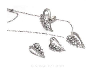 NSA|Argento 925 : esclusiva parure realizzata a mano con cuore bendato satinato