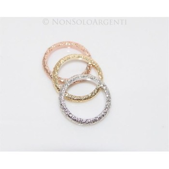 NSA|Argento 925 Italiano : anello 3 colori  martellato mis 17