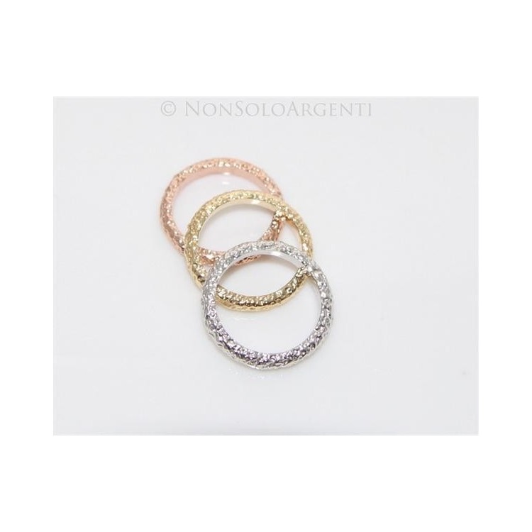NSA|Argento 925 Italiano : anello 3 colori  martellato mis 17