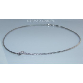 NSA|Argento 925 : Collana fox tail cavetto con nodo semplice per uomo e donna Oro Rosa