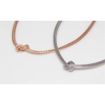 NSA|Argento 925 : Collana fox tail cavetto con nodo semplice per uomo e donna Oro Rosa