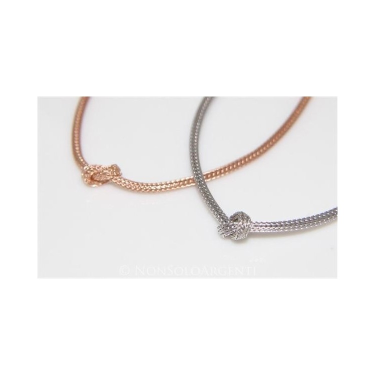 NSA|Argento 925 : Collana fox tail cavetto con nodo semplice per uomo e donna Oro Rosa