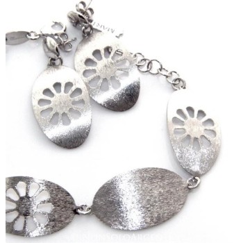 NSA|Argento 925 : esclusiva parure realizzata a mano con ovali pieni e taglio fiore