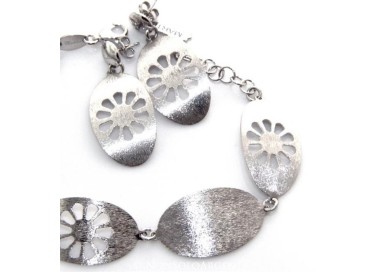 NSA|Argento 925 : esclusiva parure realizzata a mano con ovali pieni e taglio fiore