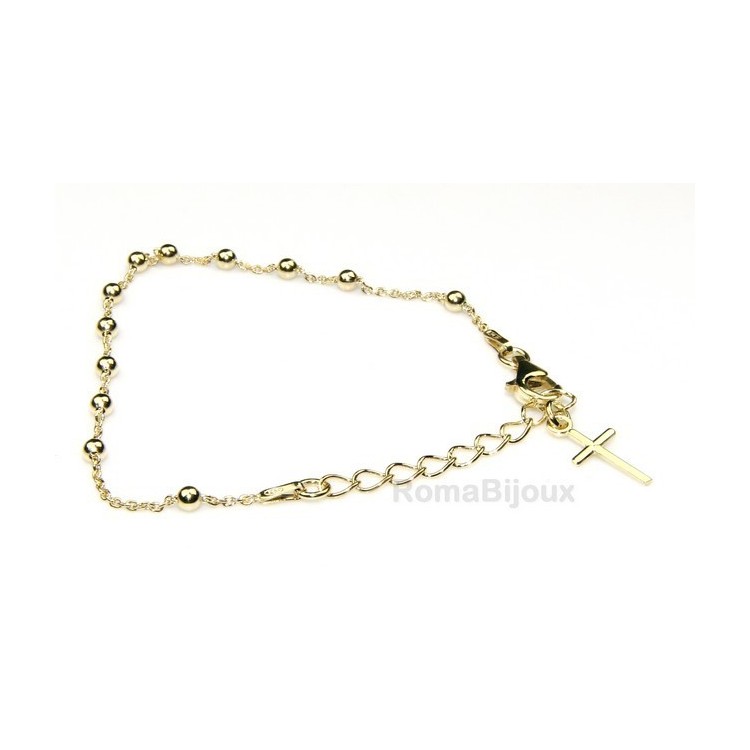 NSA|Rosary bracelet man or woman in 925 sterling silver cross smooth rod yellow gold or white 16-20 cm