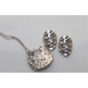 NSA|Argento 925 : esclusiva parure Moon's Dunes realizzata a mano con elementi satinati