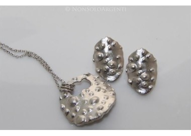 NSA|Argento 925 : esclusiva parure Moon's Dunes realizzata a mano con elementi satinati