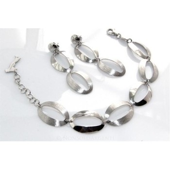 NSA|Argento 925 : esclusiva parure realizzata a mano con ovali lucidi satinati