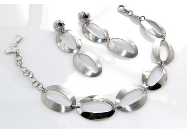 NSA|Argento 925 : esclusiva parure realizzata a mano con ovali lucidi satinati