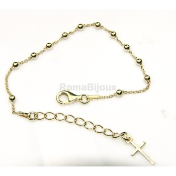 NSA|Rosary bracelet man or woman in 925 sterling silver cross smooth rod yellow gold or white 16-20 cm