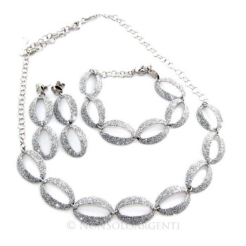 NSA|Argento 925 : esclusiva parure realizzata a mano con ovali brillantini glitter