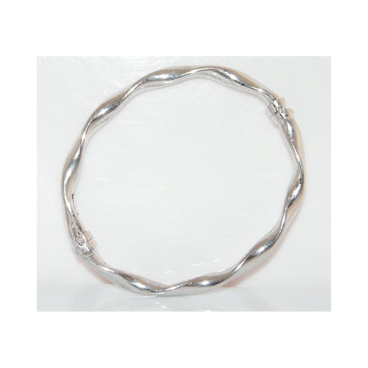 NSA|Argento 925 : bracciale uomo o donna rigido cerchio  Molla tochon chiusura sicurezza