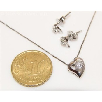 NSA|Parure Cuori  Girocollo veneziano in argento 925 con ciondolo passante  e Orecchini abbinati in Cofanetto