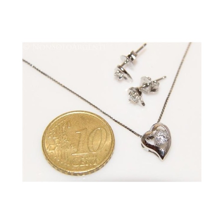 NSA|Parure Cuori  Girocollo veneziano in argento 925 con ciondolo passante  e Orecchini abbinati in Cofanetto