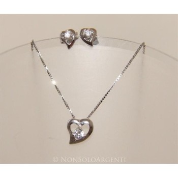 NSA|Parure Cuori  Girocollo veneziano in argento 925 con ciondolo passante  e Orecchini abbinati in Cofanetto