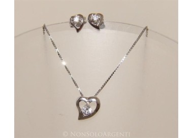 NSA|Parure Cuori  Girocollo veneziano in argento 925 con ciondolo passante  e Orecchini abbinati in Cofanetto