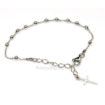 NSA|Rosary bracelet man or woman in 925 sterling silver cross smooth rod yellow gold or white 16-20 cm
