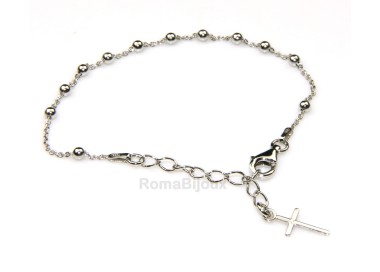 NSA|Rosary bracelet man or woman in 925 sterling silver cross smooth rod yellow gold or white 16-20 cm