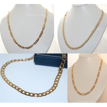 NSA|Collana Uomo o Donna Catena grumetta o figaro  Lamin ORO GIALLO 18k Gold PLATED