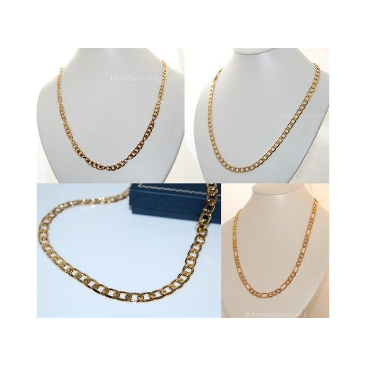 NSA|Collana Uomo o Donna Catena grumetta o figaro  Lamin ORO GIALLO 18k Gold PLATED