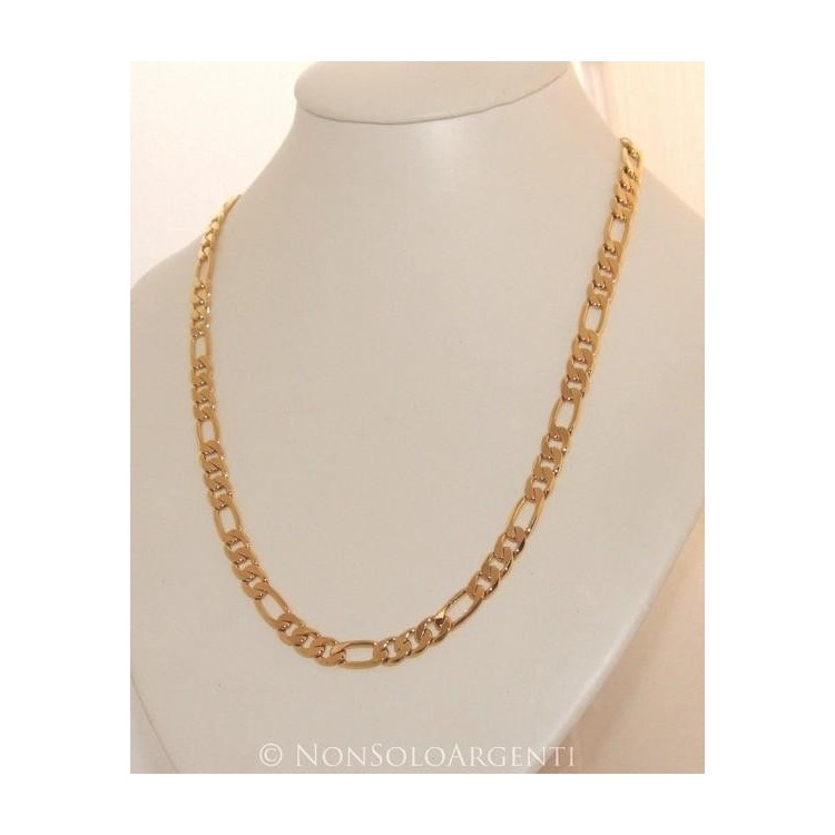 NSA|Collana Uomo o Donna Catena grumetta o figaro  Lamin ORO GIALLO 18k Gold PLATED