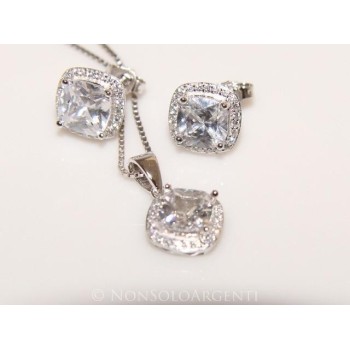 NSA|Squared 925 silver set, matching necklace and earrings