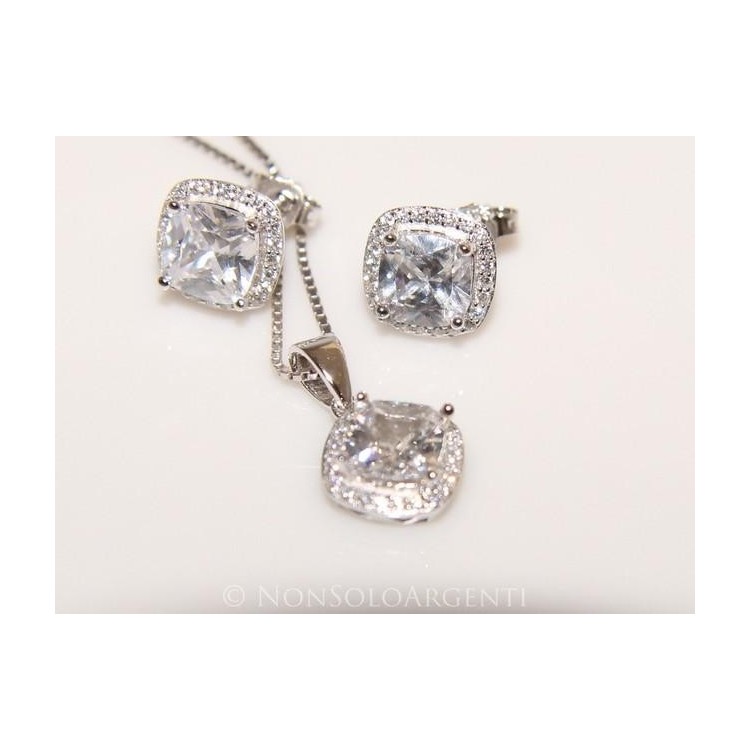 NSA|Squared 925 silver set, matching necklace and earrings