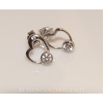 NSA|Argento 925 : orecchini donna punto luce zircone bianco cuore
