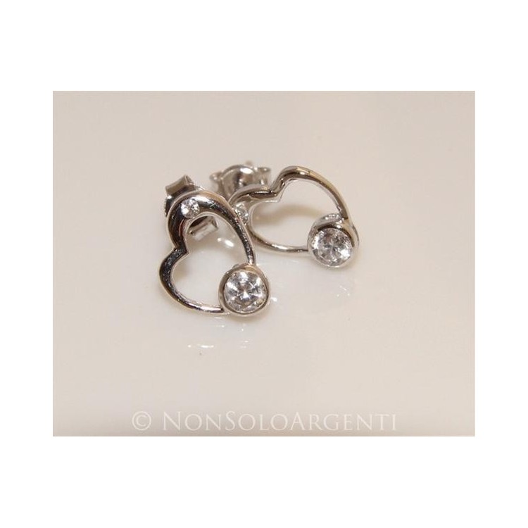 NSA|Argento 925 : orecchini donna punto luce zircone bianco cuore
