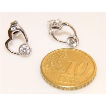 NSA|Argento 925 : orecchini donna punto luce zircone bianco cuore