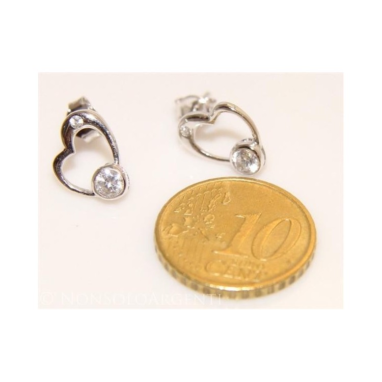 NSA|Argento 925 : orecchini donna punto luce zircone bianco cuore