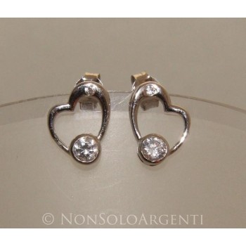 NSA|Argento 925 : orecchini donna punto luce zircone bianco cuore