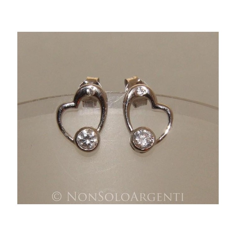NSA|Argento 925 : orecchini donna punto luce zircone bianco cuore