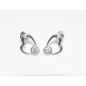 NSA|Argento 925 : orecchini donna punto luce zircone bianco cuore