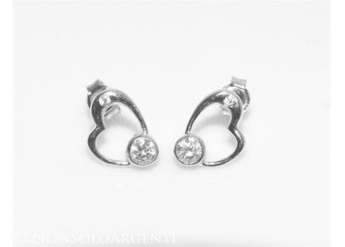 NSA|Argento 925 : orecchini donna punto luce zircone bianco cuore